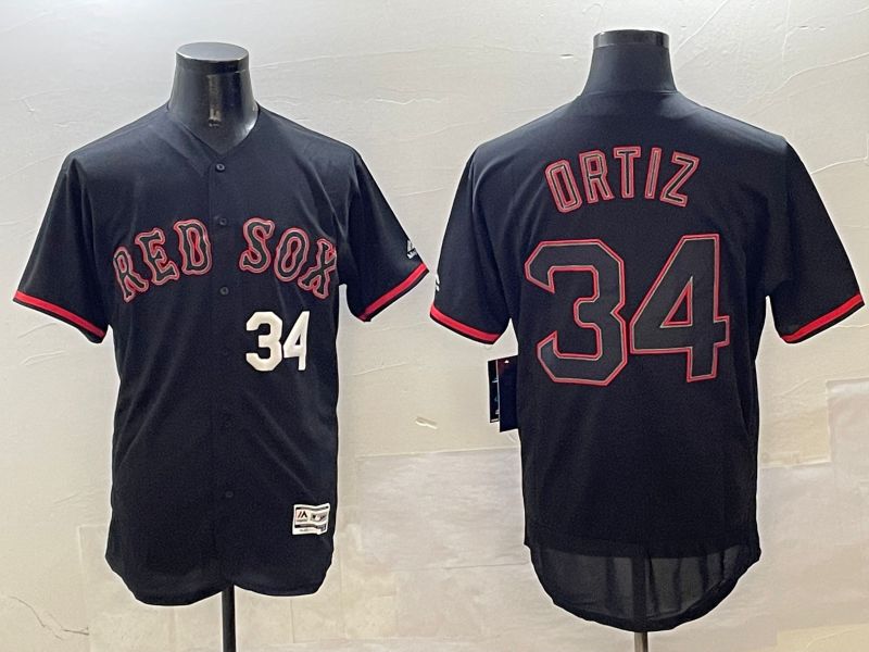 Men Boston Red Sox 34 Ortiz Black Fashion Elite 2025 Nike MLB Jersey style 7